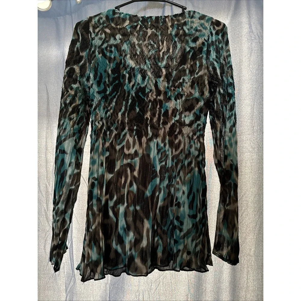 Alberto Makali Crinkled Stretch Y2K Fairy Boho Funky Long Tunic Shirt Top Sz Med - Picture 2 of 8
